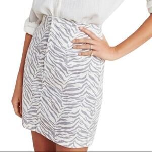 Rebecca Taylor La Vie Ziger Denim Mini Skirt in Cream Combo Beige White Size 24